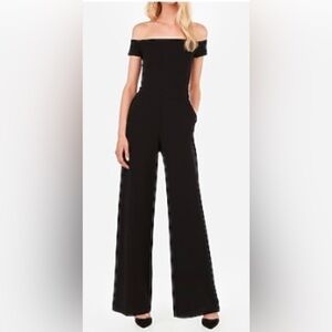 Express Size Small Black Off the Shoulder Jumpsuit, Zipper Enclosure in Back